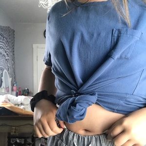 a blue oversized t-shirt